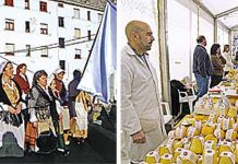 De izda a dcha: Procesión en las Fiestas de San Antón y Certamen de Queso d’Afuega’l Pitu