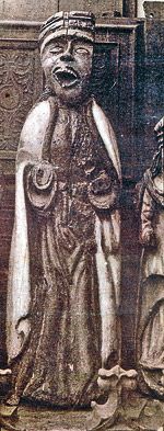 Representación de Santa Apolonia en un santuario de la Baja Bretaña francesa, según una postal antigua.