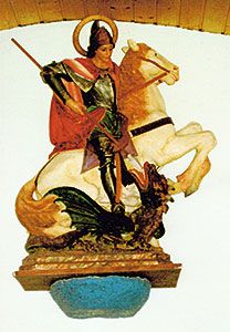 San Jorge matando al dragón en la capilla de Munón (Allande)