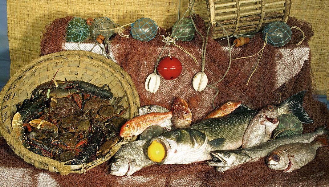 Variedad de pescados y mariscos asturianos