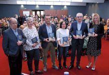Pedro Rodrígrez (izda.), Montse García, Mino García, María Perera, Fernando Delgado y Noelia Pereira