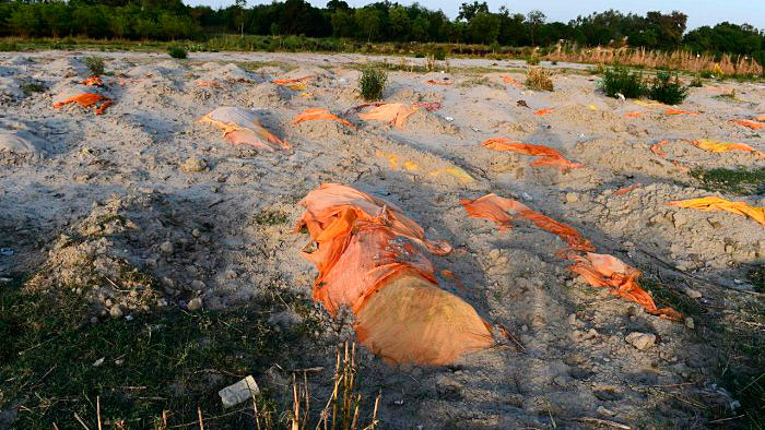 Cuerpos enterrados en las orillas del río Ganges