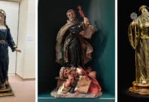 Esculturas de Juan Alonso Villabrille y Ron. De izda. a dcha., Santa Rita de Casia; San Elías. Dublín; San Francisco de Paula