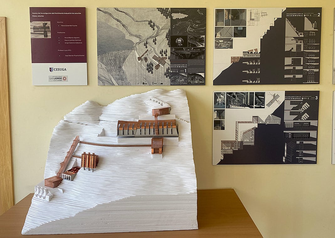Maqueta del Centro de investigación del Patrimonio Industrial de Asturias, de la alumna María Gosende (Pesoz)