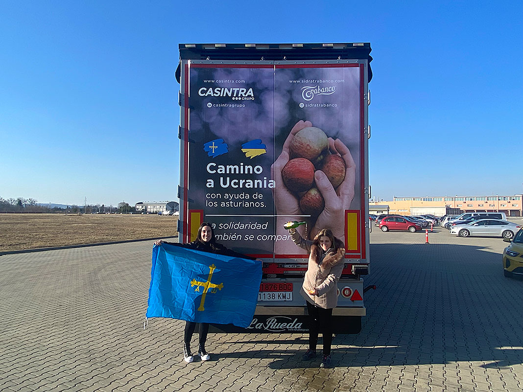 Uno de los camiones con ayuda para Ucrania