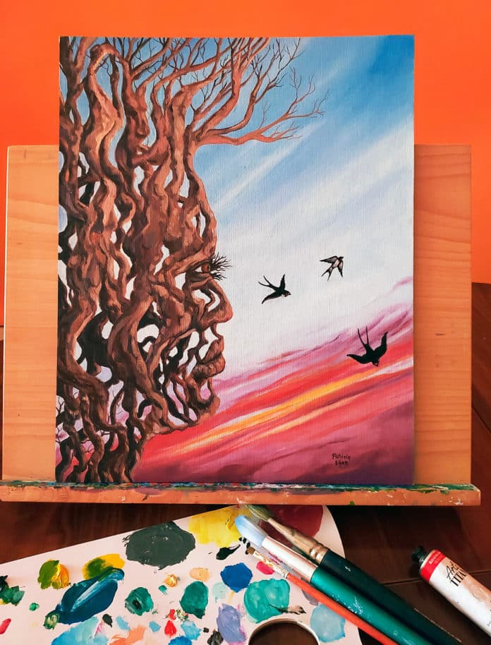 Raíces, óleo sobre tabla de la pintora Patricia Sáez