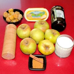 Ingredientes para elaborar una tarta de manzana y castañas