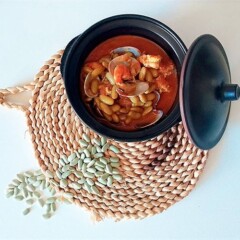 Verdines con langostinos y amasueles en olla lenta