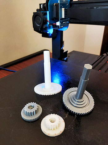 Engranajes de motor (diseño e impresión) realizados con impresora 3D