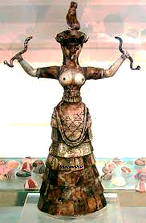 Figura de Potnia Terón, "La señora de las fieras". Se identifica tambien con la diosa fenicia Astarté, premonitora de la griega Artemisa