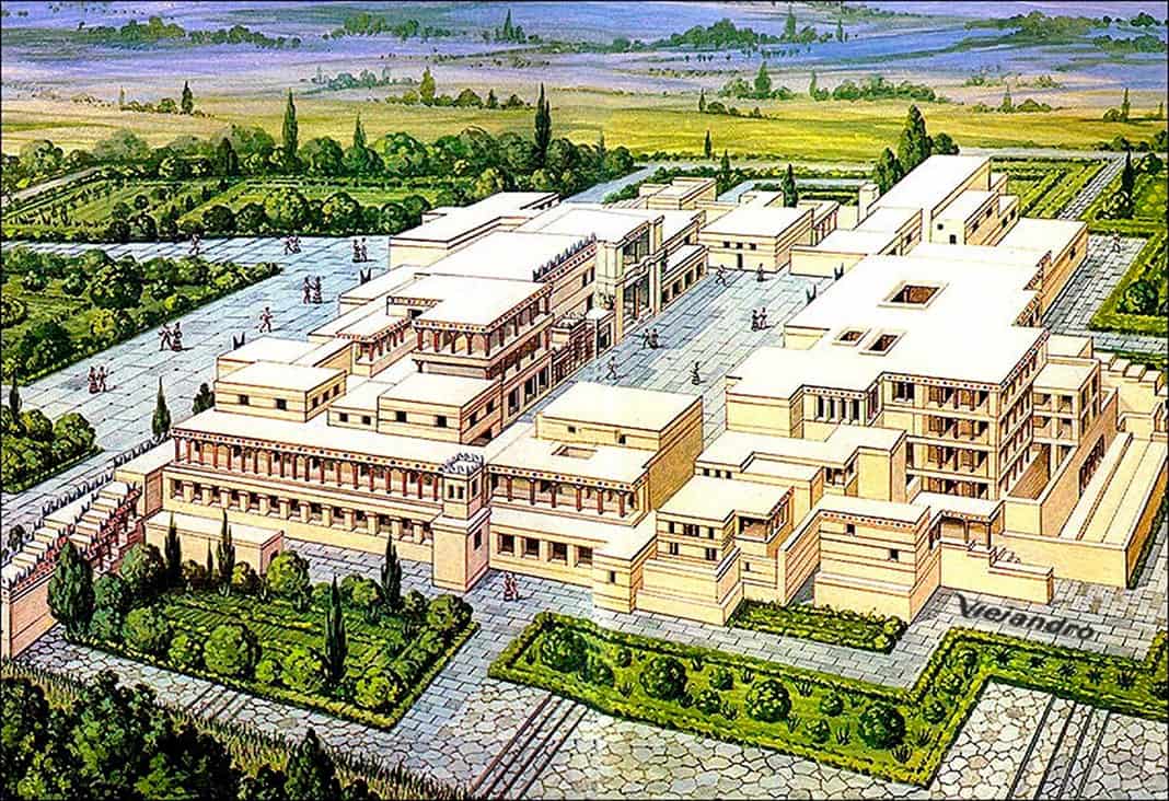 Recreación del Palacio de Cnosos, en Creta. Se identificaba con el Laberinto del Minotauro.
