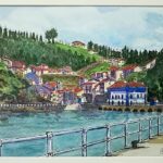 Acuarelas y pinturas de Asturias 3 Cudillero. Acuarela y plumilla realizada por Caxucu