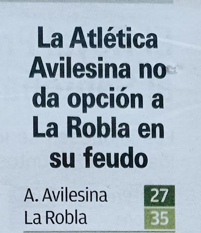 Recorte de prensa sobre la Atlética Avilesina y La Robla