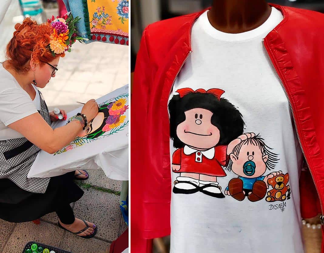 Diana Bernal "Disaela" pintando camisetas