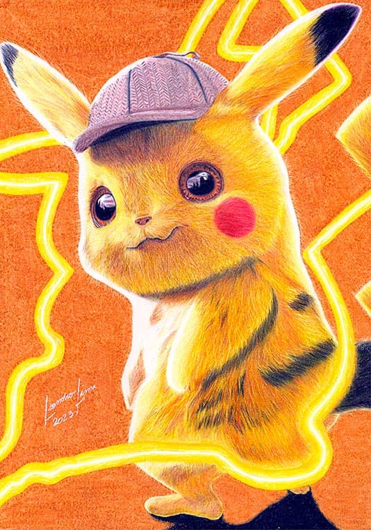 Pikachu realista. Dibujo de Leandro Lima