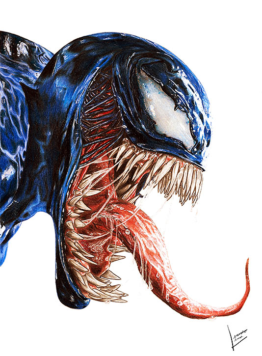 Venom realista. Dibujo de Leandro Lima