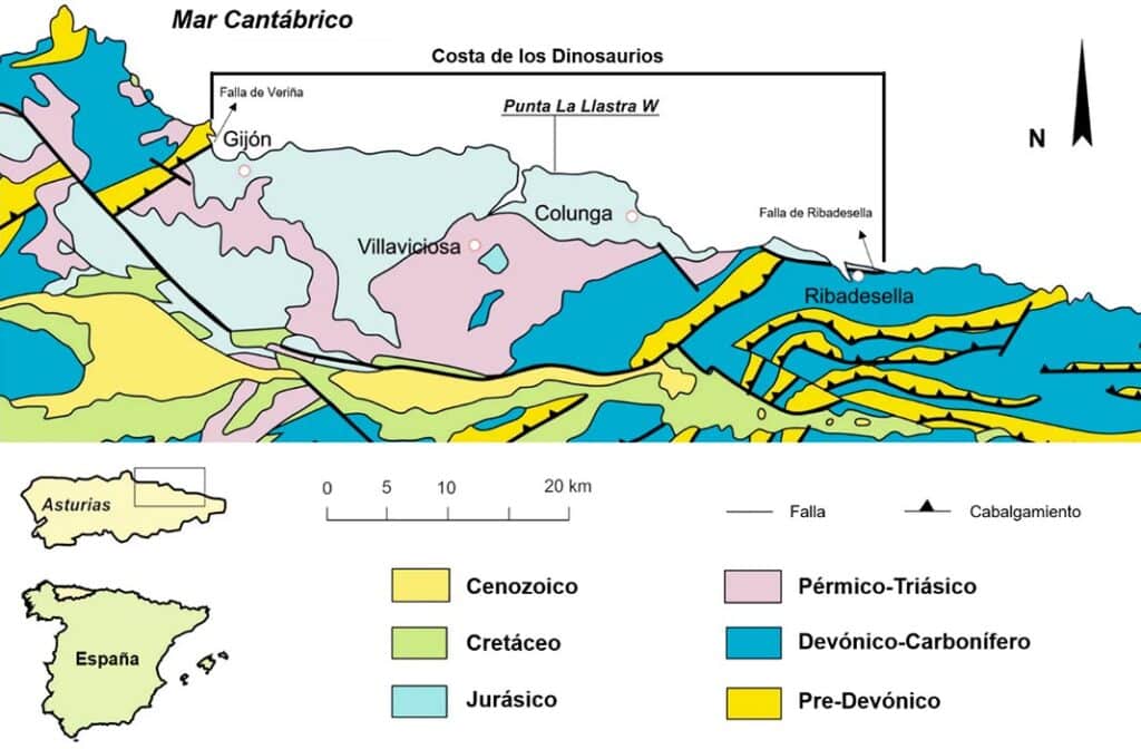 Localización de la Costa de los Dinosaurios en Asturias