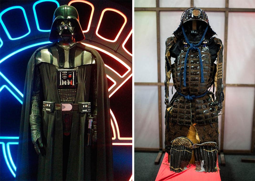 Izda.: Darth Vader / Dcha.: Guerrero samurái japonés