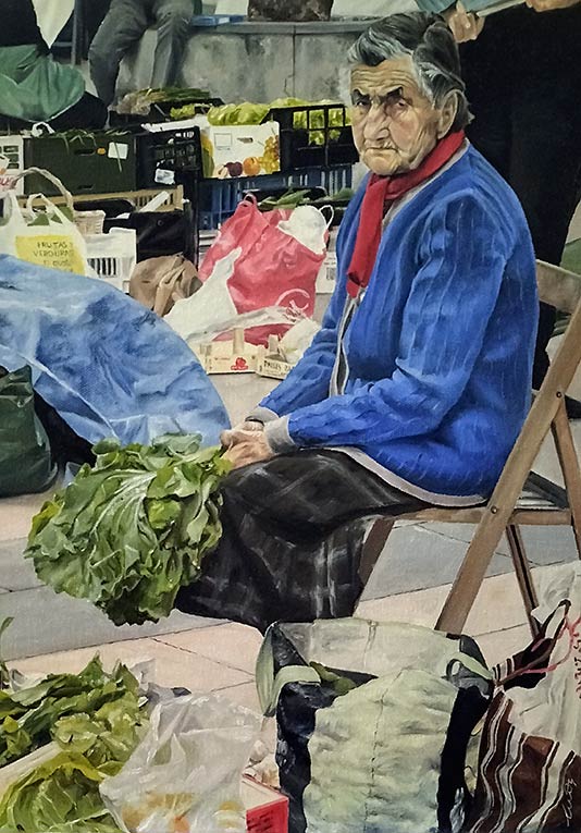 Vendiendo berces
(Óleo sobre lienzo, 46x33) de Luis Huergo, pintor asturiano