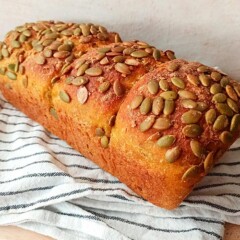 Pan de molde de calabaza, avena y maíz. Recetinas de Shey