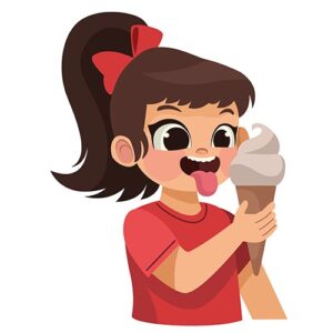 Niña comiendo un helado de cucurucho