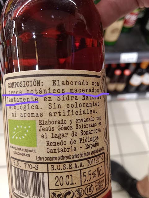 Sidra cántabra ecológica