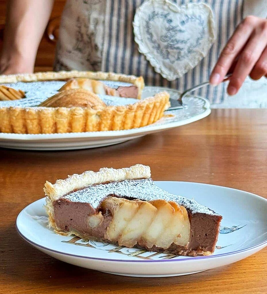 Tarta de chocolate y pera