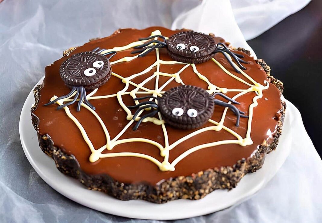 Cheesecake de chocolate con arañas de galleta. El Paraíso de los Golosos