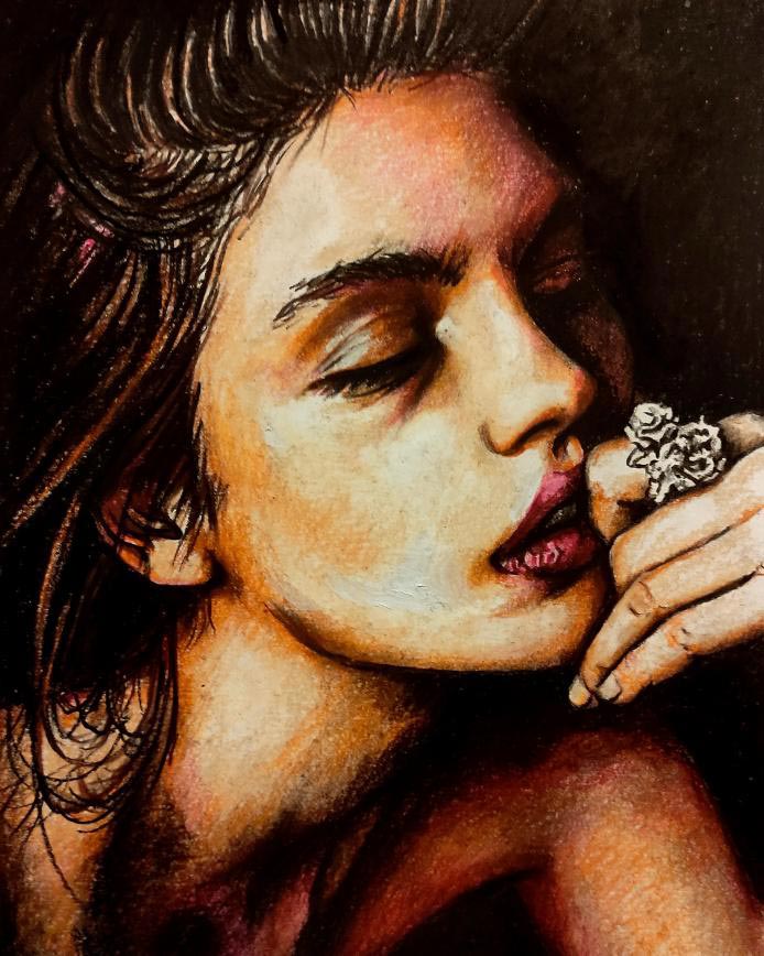 Girl with ring. Pastel sobre papel Canson. Artista: Paula Truébano