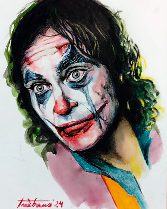 Joker - Acuarela sobre papel Canson. Artista: Paula Truébano