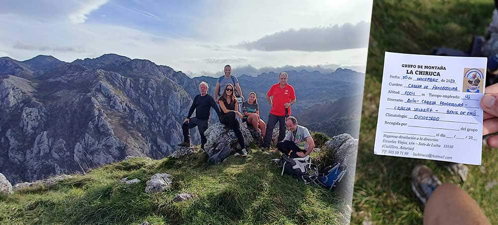 Componentes del G.M. La Chiruca en la cumbre de Cabeza Pandescura (Cangas de Onís)