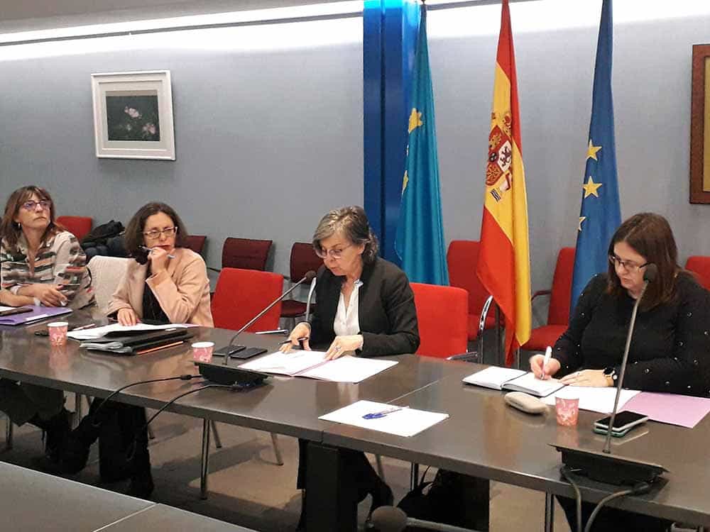 María Jesús Álvarez, directora general de Igualdad del Principado, presidiendo la mesa técnica para la abolición de la prostitución y la trata con fines de explotación sexual en Asturias.