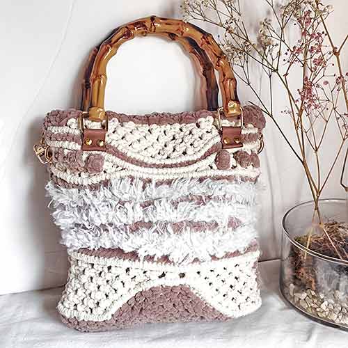 Dideyre Fusión Artesanal: hecho a mano en piel y macramé 4 Bolso con combinación de piel y macramé. Dideyre decorarte