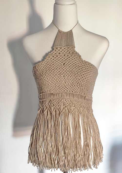Dideyre Fusión Artesanal: hecho a mano en piel y macramé 1 Top Macramé estilo bohemio. Dideyre decorarte