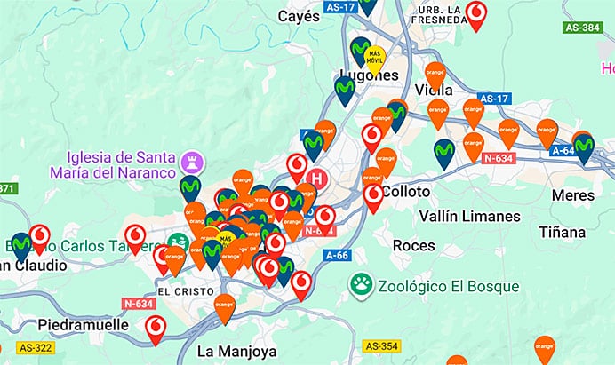 Antenas 5G en Oviedo.
