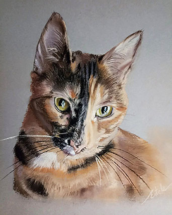 Retrato de un gato realizado por Estela Martínez González, artista asturiana.