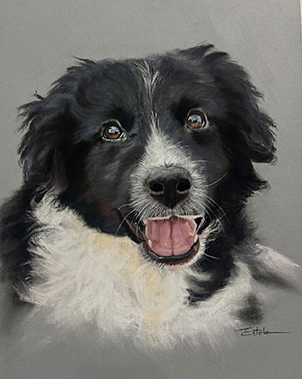 Retrato de un perro realizado por Estela Martínez González, artista asturiana.