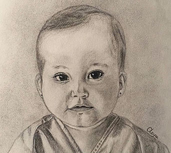 Un reflejo de mi mirada 1 "La niña de mis ojos". Dibujo a carboncillo realizado por Olaya Avello Martínez.