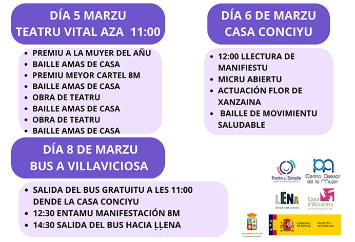 Lena celebra el 8M bajo el lema Llena tu futuro de sueños 1 Programa de actividades en Lena para el 8M 2026 bajo el lema “Llena tu futuro de sueños”