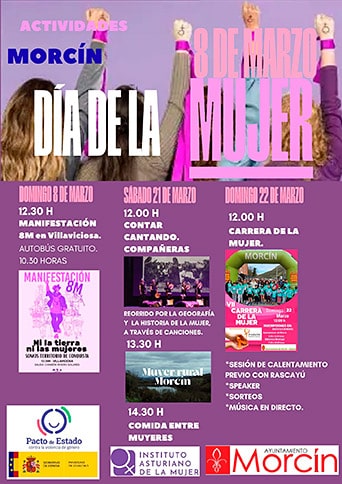 La Carrera de la Mujer y un homenaje a la mujer rural en la agenda de Morcín 6 Cartel actividades 8M 2026 en Morcín.