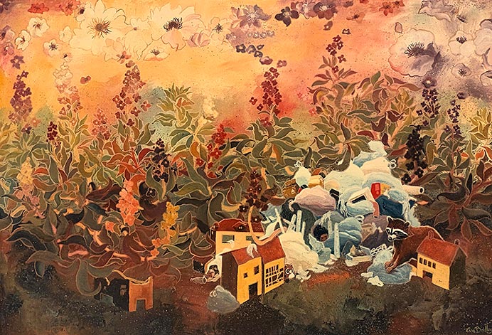 Exposición de arte “Cien años de verano” en El Manglar (Oviedo) 2 "San Juan de la Basura". Una de las obras incluidas en la exposición Cien años de verano de la artista Eva Boilley expuestas en El Manglar de Oviedo