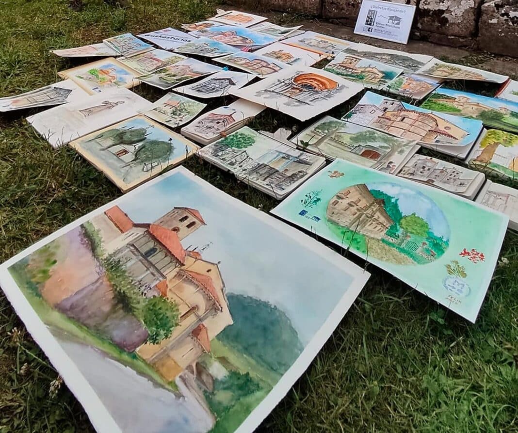 Obras de arte de una edición anterior del encuentro acuarelista