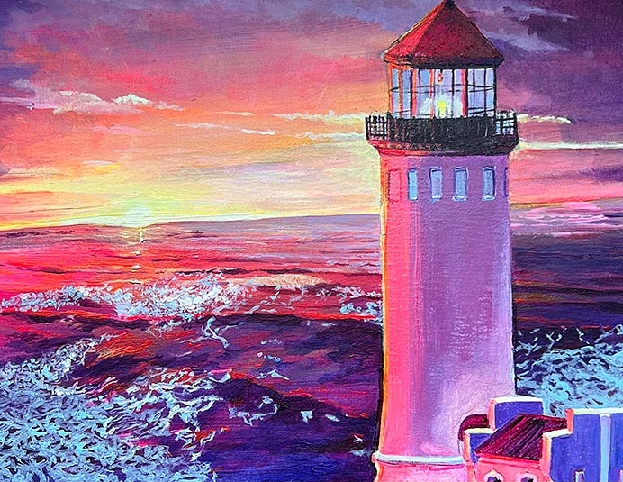 Horizontes de espera 1 El Faro, pintura de Lorena Estrada