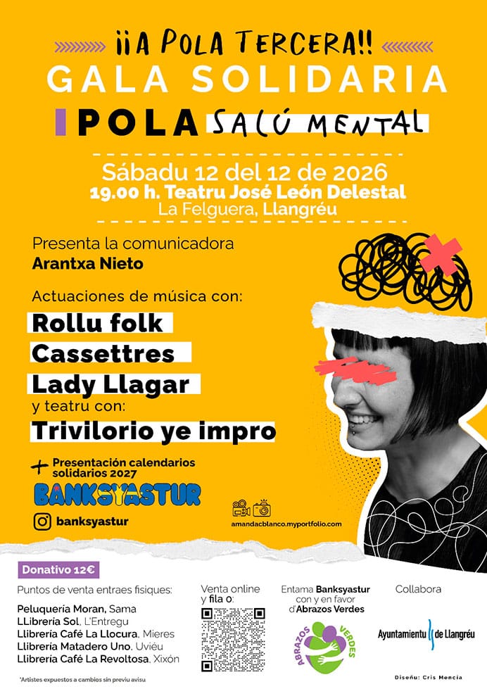 Cartel anunciante de la Tercera gala solidaria Pola Salú Mental.