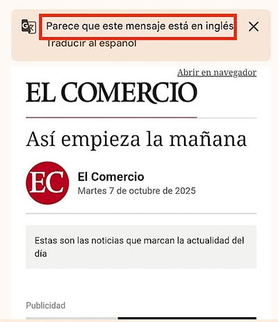 Esto parece chino 1 Captura de pantalla de un mensaje del traductor de Google.
